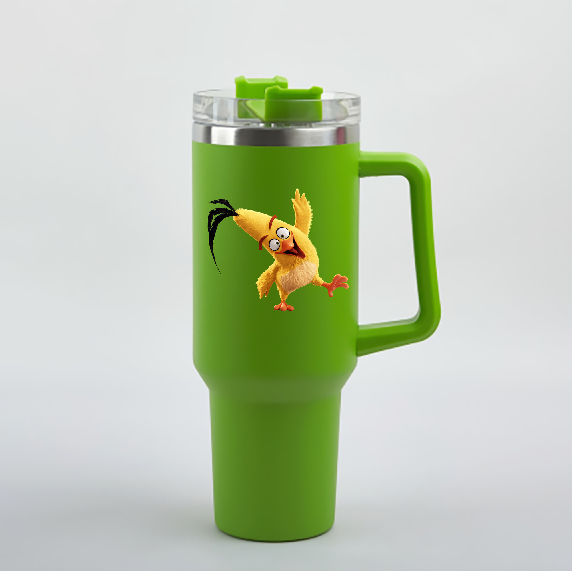 （画像用） Angry Birds アングリーバード 1200mL車用タンブラー - クリスタルステッカー（プラスチックストロー付き）